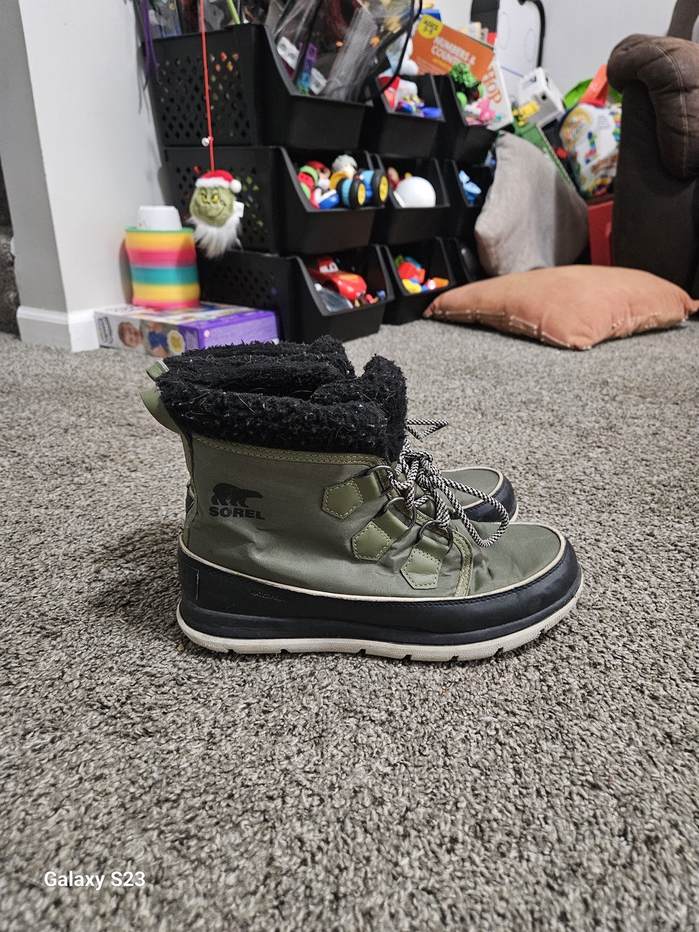 Sorel Olive and Black Women's Winter Lace-Up Boot